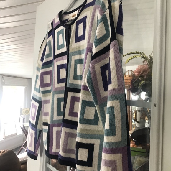 Talbots Geometric Patterned Cardigan Small‎ - Picture 4 of 6